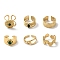 6Pcs 6 Style Flat Round & Oval & Hollow 304 Stainless Steel Open Cuff Rings Set, Synthetic Malachite & Malaysian Jade Stackable Rings, Real 18K Gold Plated, Inner Diameter: 17.6~18mm, 1Pc/style