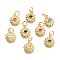 Brass Micro Pave Cubic Zirconia Pendants, with Jump Ring, Sun with Eye, Real 18K Gold Plated, Mixed Color, 12.5x10x2.7mm, Jump Rings: 5x0.8mm, Inner Diameter: 3mm
