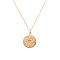 Stainless Steel Rhinestone Pendant Necklace, Flat Round with Sun, Rose Gold, 15.75 inch(40cm), Pendant: 18mm