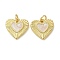 Rack Plating Brass Enamel Charms, with Jump Ring, Long-Lasting Plated, Lead Free & Cadmium Free, Heart Charms, Real 18K Gold Plated, Linen, 13.5x14.5x2mm, Hole: 3mm