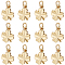 40Pcs Brass Charms, Clover, Cadmium Free & Nickel Free & Lead Free, Real 18K Gold Plated, 11x9x1mm, Hole: 3mm
