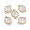 Brass Pave Natural Quartz Crystal Faceted Flat Round Connector Charms, Rack Plating, Long-Lasting Plated, Golden, 12x17.5x5.5mm, Hole: 1.4mm