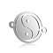 Feng Shui 201 Stainless Steel Links connectors, Flat Round with Yin Yang, Stainless Steel Color, 15.5x12x0.8mm, Hole: 1mm