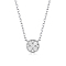 Sterling Silver Micro Pave Clear Cubic Zirconia Flat Round Pendant Necklaces, Platinum, 15.75 inch(40cm)