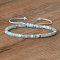 Natural Aquamarine Beaded Braided Bracelets, Adjustable Women's Bracelets, Inner Diameter: 16cm, Bead: 4~4.5x2~2.5mm