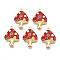 Autumn Theme Rack Plating Alloy Enamel Pendants, Cadmium Free & Nickel Free & Lead Free, Light Gold, Mushroom, Dark Red, 23x16x3.5mm, Hole: 1.5mm