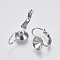Tarnish Resistant 304 Stainless Steel Leverback Earring Settings, Flat Round, Stainless Steel Color, 16x10.5x8.5mm, Pin: 0.7mm, Tray: 8mm