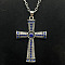 Platinum Alloy Rhinestone Cross Pendant Necklaces, Sapphire