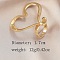 Exaggerated French Alloy Finger Rings for Women, Heart, Light Gold, Inner Diameter: 17mm