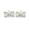 Brass Pave Clear Cubic Zirconia Connector Charms, Bowknot Links, 925 Sterling Silver Plated, 7x10x3.5mm, Hole: 1.2mm