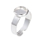Adjustable 201 Stainless Steel Finger Rings Components, Pad Ring Base Findings, Flat Round, Silver, Size 7, 17~17.5mm, Tray: 8mm.