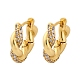 Латунные серьги-кольца из прозрачного кубического циркония EJEW-R025-16G-4