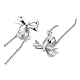 Серьги-клипсы из латуни с микропаве и цирконием в бантик EJEW-D098-24P-2