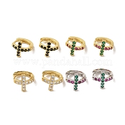 Серьги-гвоздики с крестом из латуни EJEW-R162-02G