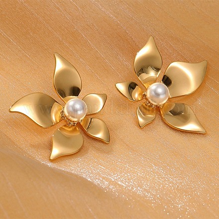 Серьги-гвоздики из нержавеющей стали ABS с жемчугом 304 EJEW-S226-07G-03-1