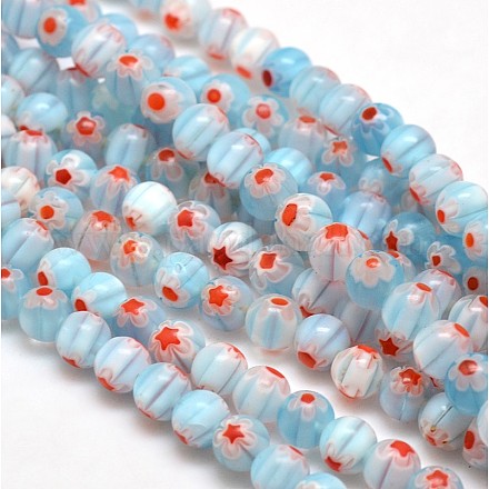 Круглые Millefiori стеклянные бусины нити LK-P001-22-1