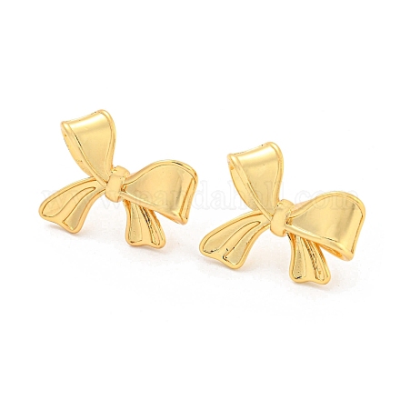 Серьги-гвоздики из латуни с бантом EJEW-K263-34G-1