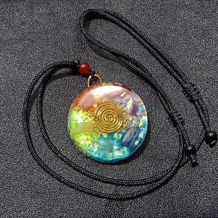 Колье из смешанных камней с кулоном из смолы vortex с полиэстеровым шнуром CHAK-PW0001-014-1