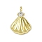 Brass Pave Clear Cubic Zirconia Pendants, Cadmium Free & Nickel Free & Lead Free, Long-Lasting Plated, Shell Shape Charms, Golden, 10x7.5x2mm, Hole: 0.9mm