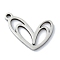 Non-Tarnish 304 Stainless Steel Pendants, Laser Cut, Heart Charms, Stainless Steel Color, 17x12x1mm, Hole: 1mm