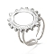 Tarnish Resistant 304 Stainless Steel Cuff Ring Findings, Bezel Cup Ring Settings with Oval Tray, Stainless Steel Color, Tray: 14x10mm, Inner Diameter: 17mm, Wide: 24mm