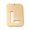 Ion Plating(IP) 304 Stainless Steel Pendants, Rectangle with Alphabet, Hollow, Letter.L, 32x22x1mm, Hole: 1.5mm