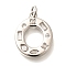 Brass Micro Pave Clear Cubic Zirconia Pendants, with Jump Ring, Lead Free and Cadmium Free, Long-Lasting Plated, Rack Plating, Letter Charms, Platinum, Letter O, 20x16x2.7mm, jump ring: 5x1mm, 3mm inner diameter.