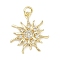 Rack Plating Brass Micro Pave Cubic Zirconia Pendants, Lead Free & Cadmium Free, Long-Lasting Plated, Sun Charms, with Jump Ring, Real 18K Gold Plated, 22x20.5x3.5mm