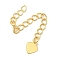 Rack Plating Brass Chain Extender, Cadmium Free & Lead Free, Long-Lasting Plated, Heart, Real 18K Gold Plated, 57mm