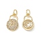 Brass Micro Pave Cubic Zirconia Pendants, Cadmium Free & Nickel Free & Lead Free, with Jump Ring, Lock Charms, Real 18K Gold Plated, 17x10x3mm, Hole: 3.3mm