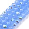 Electroplate Glass Beads Strands, Imitation Jade Beads, Half Plated, Rainbow Plated, Faceted, Rondelle, Light Blue, 8x6mm, Hole: 1mm, about 64~65pcs/strand, 40~41cm