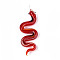 Handmade Lampwork Big Pendants, Snake, Crimson, 72~75.5x23~25x9~10mm, Hole: 4.5~5.5x4~5mm