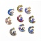 Alloy Printed Pendants, Cadmium Free & Nickel Free & Lead Free, Moon With Owl, Mixed Color, 20.5x16x1.5mm, Hole: 1.5mm
