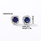 Elegant Zircon Square Stud Earrings for Women, Fashionable and Versatile, Square, Silver, Dark Blue, 9x9mm