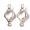 Glass Links, with Real 18K Gold Plated Brass Findings, Nickel Free, Faceted, Rhombus, Clear, 22x10x5mm, Hole: 1.8mm