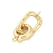 Rack Plating Brass Fold Over Clasps, Long-Lasting Plated, Lead Free & Cadmium Free, Real 18K Gold Plated, 29.5mm, Hole: 1.2mm