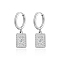 304 Stainless Steel Rhinestone Hoop Earrings, Rectangle with Star, Stainless Steel Color, no size