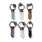 Natural Mixed Stone Faceted Pointed Bullet Pendants, Brass Ring Charms with Jump Rings, Red Copper, 48~50x20x9~10mm, Hole: 6mm