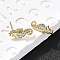 Sea Horse Brass Micro Pave Cubic Zirconia Ear Studs, Long-Lasting Plated, Lead Free & Cadmium Free, Rack Plating, Real 18K Gold Plated, 13.5x5.5mm