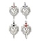 Alloy Rhinestone Pendants, Rack Plating, Sword with Heart Charms, Platinum, Mixed Color, 37x20.5x4mm, Hole: 1.8mm