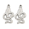Non-Tarnish 304 Stainless Steel Pendants, Snake Charm, Stainless Steel Color, 26x14x2.5mm, Hole: 1.5mm