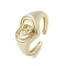 Brass Adjustable Open Rings, Cadmium Free & Nickel Free & Lead Free, Heart, Cancer, US Size 7 3/4(17.9mm)