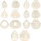 Undyed Hollow Natural Wooden Big Pendants, Laser Cut Shapes, Teardrop, Antique White, 55x37.5x2mm, Hole: 1.8mm, 56pcs/box