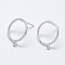 Brass Stud Earring Findings, with Loop, Long-Lasting Plated, Nickel Free, Ring, Real Platinum Plated, 12x10x1mm, Hole: 1mm, Pin: 0.8mm
