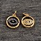 Flat Round with Eye Brass Micro Pave AAA Cubic Zirconia Charms, Cadmium Free & Nickel Free & Lead Free, Real 18K Gold Plated, 13x11x2.5mm, Hole: 3mm