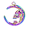 Stainless Steel Pendants, Moon with Skull Charms, Rainbow Color, 29x24x2mm, Hole: 2.8mm