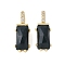 Brass Micro Pave Cubic Zirconia and Natural Black Agate Pendants, Rack Plating, Long-Lasting Plated, Cadmium Free & Lead Free, Rectangle, 20.5x7.5x6.5mm, Hole: 5.5x2.5mm