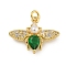 Rack Plating Brass Micro Pave Cubic Zirconia Pendants, with Jump Ring & ABS Imitation Pearl Beads, Long-Lasting Plated, Cadmium Free & Lead Free, Bee, Real 18K Gold Plated, 17.5x22.5x5.5mm, Hole: 3.5mm