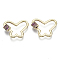 Brass Micro Pave Cubic Zirconia Screw Carabiner Lock Charms, for Necklaces Making, Butterfly, Nickel Free, Real 18K Gold Plated, Camellia, 17.5x23x2mm, Screw: 5x5.5mm