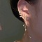 Fashionable Tassel Brass Cuff Earrings, with High Sense of Curve, with Rhinestone, Butterfly, Light Gold, 110x45mm